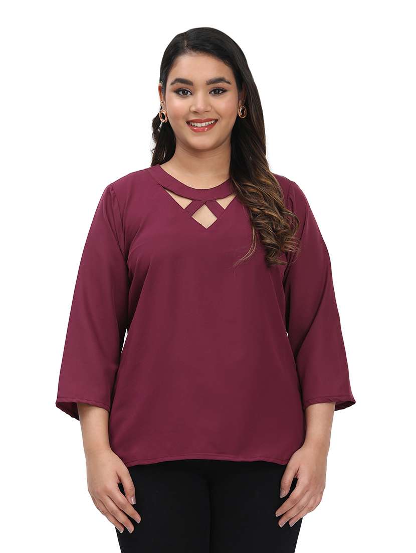 women solid round neck regular top