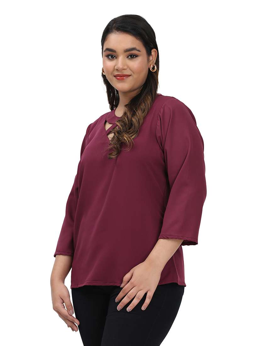 Women Solid Round Neck Regular Top - 22526625 -  Standard Image - 2