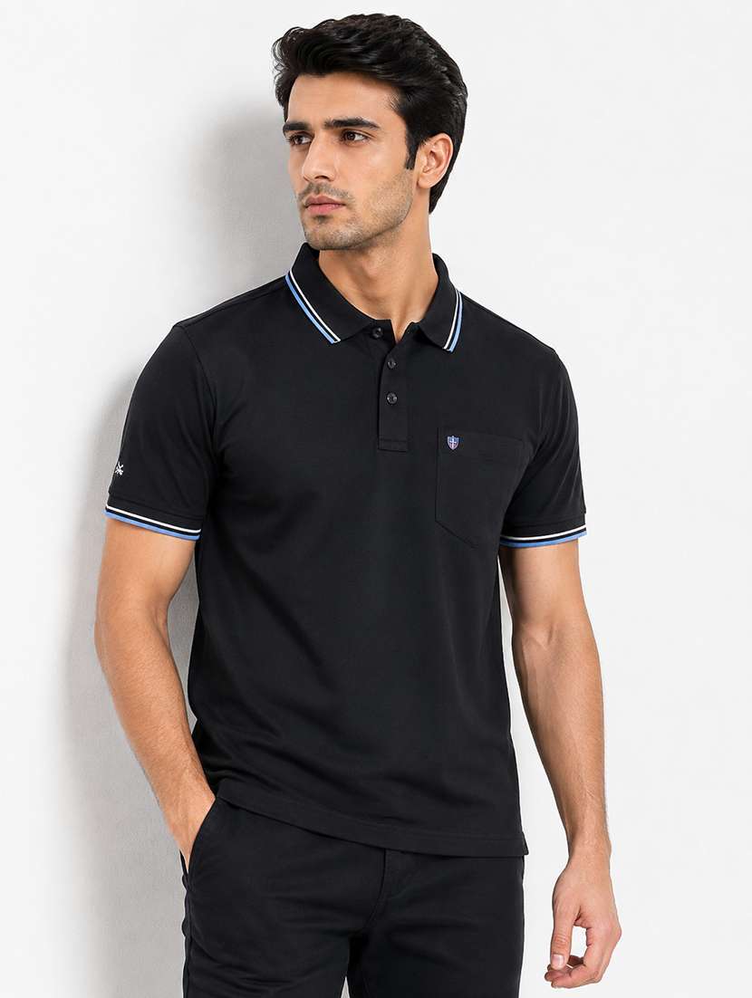 men solid short sleeve regular fit polo t-shirt