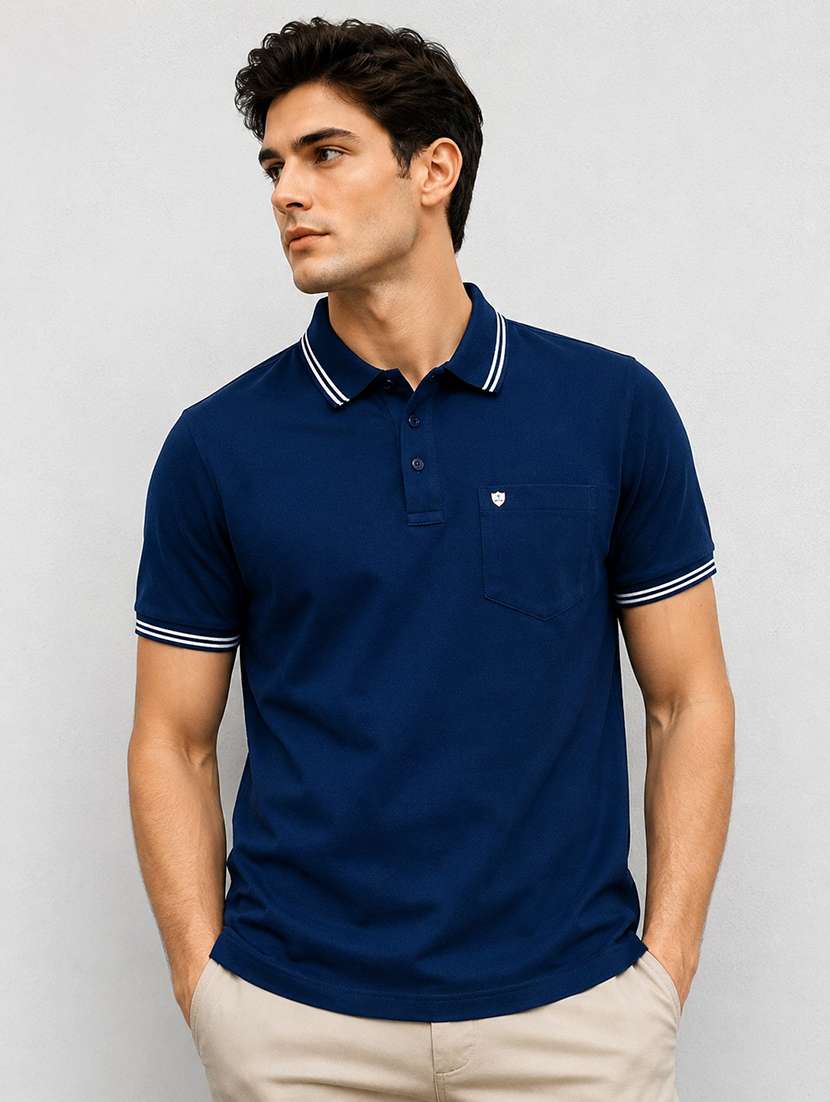 men solid short sleeve regular fit polo t-shirt