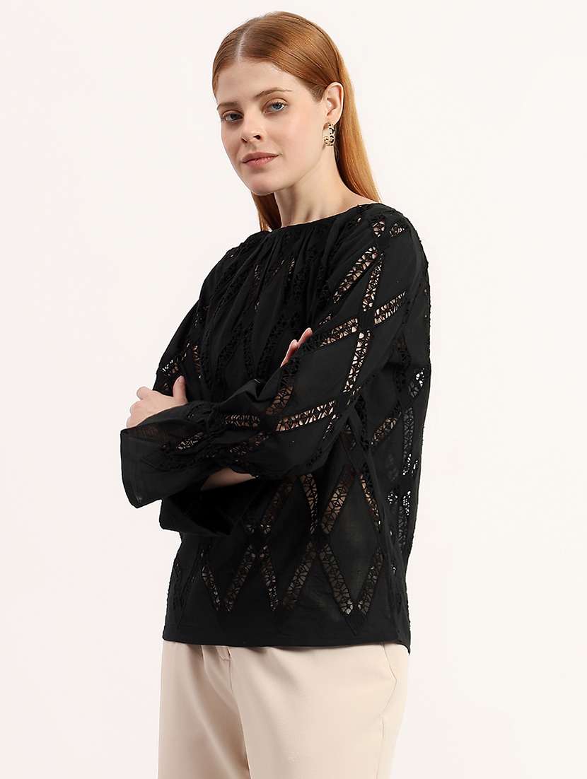 women self design round neck regular top - 22526753 -  Standard Image - 2