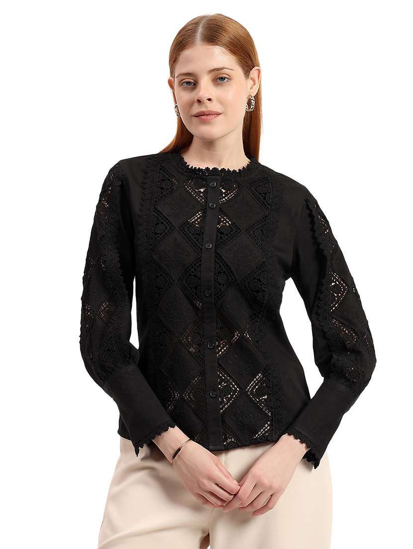 women self design round neck regular top - 22526754 -  Standard Image - 2
