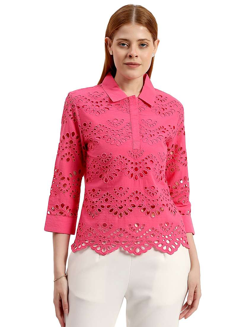 women self design collared regular top - 22526756 -  Standard Image - 2