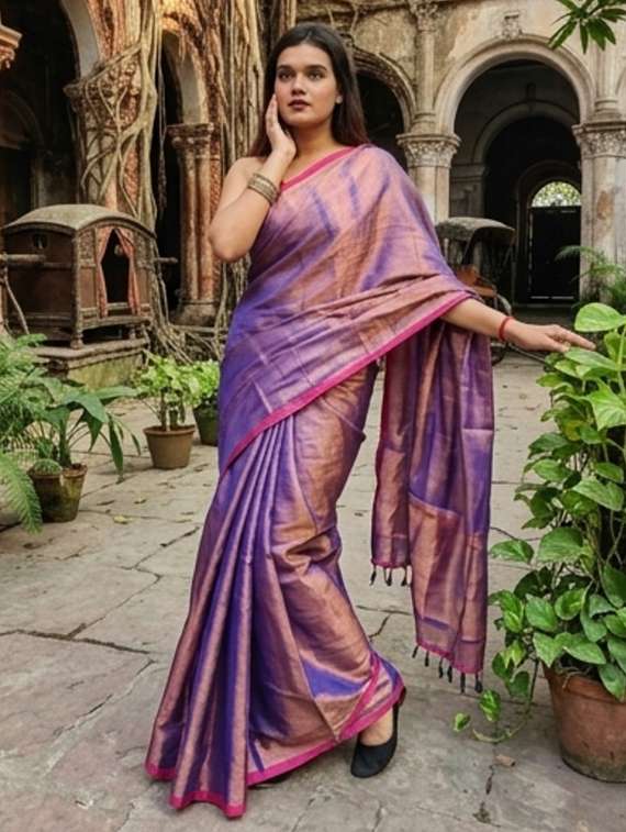 women solid plain saree with blouse