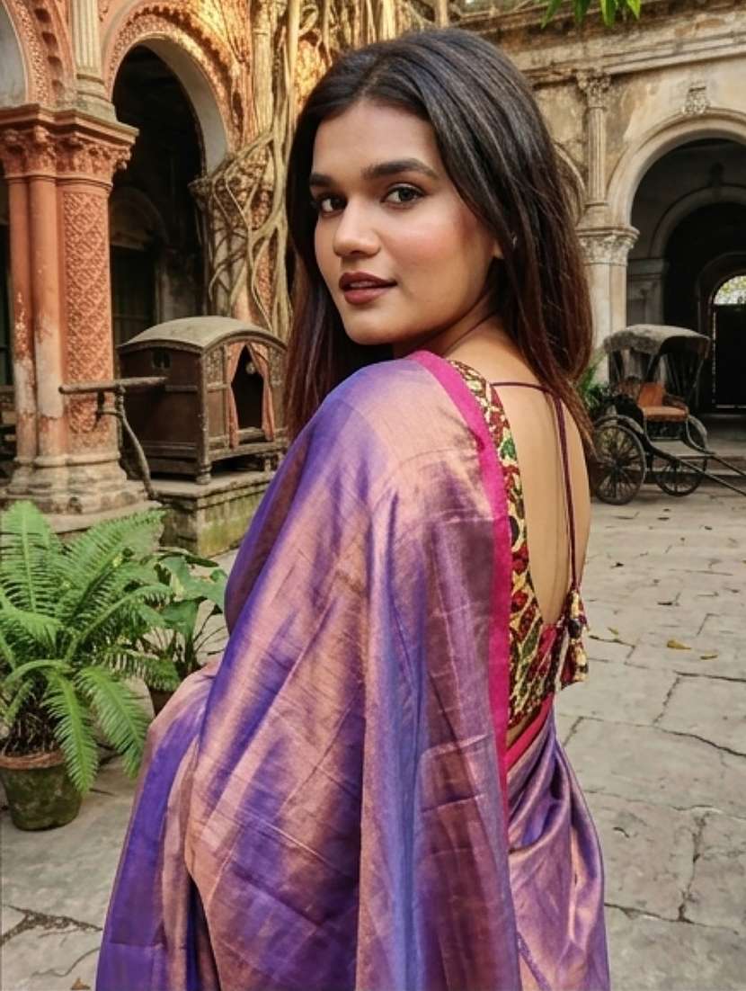 women solid plain saree with blouse - 22526770 -  Standard Image - 2