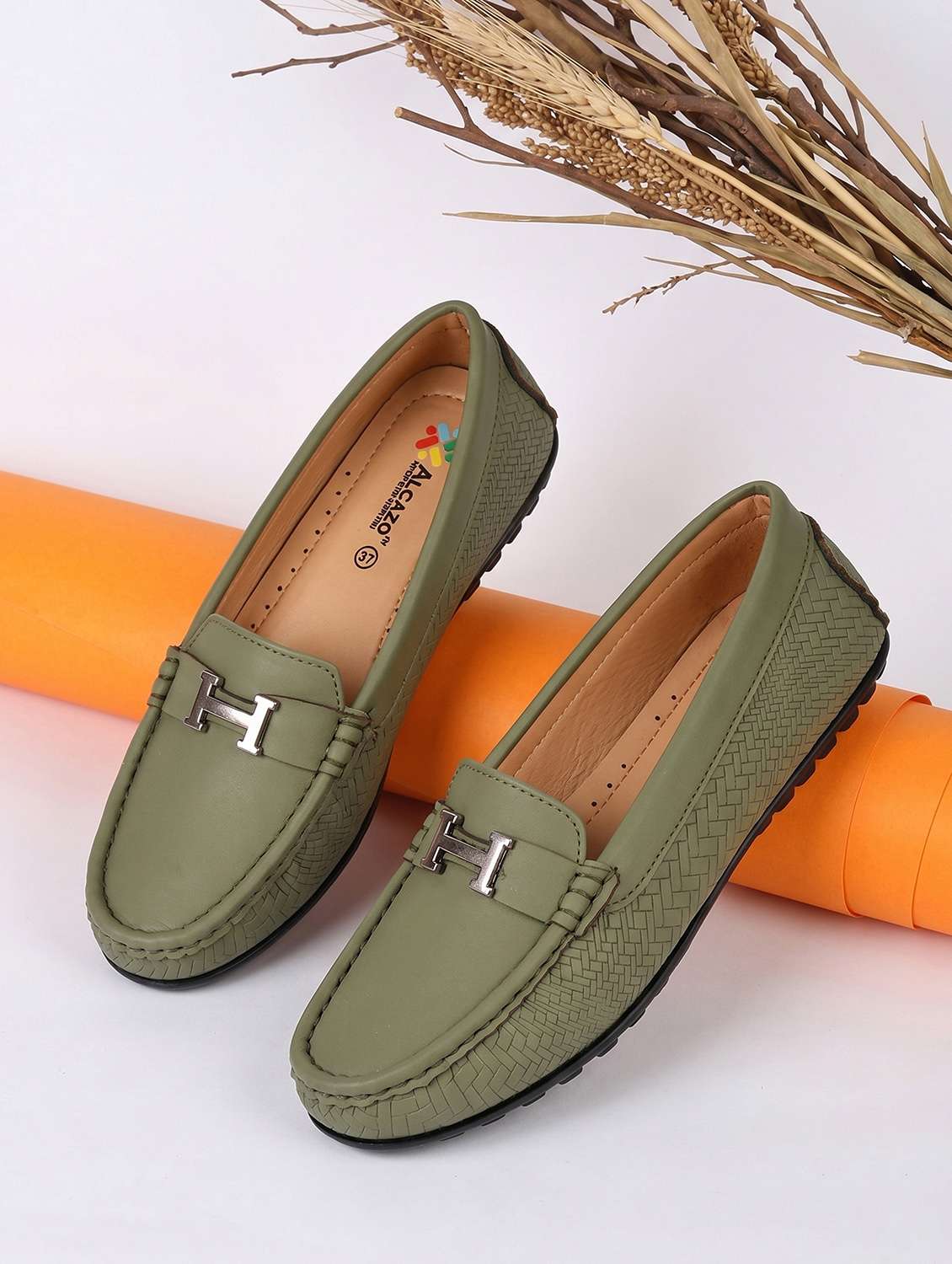 women textured slip on loafers