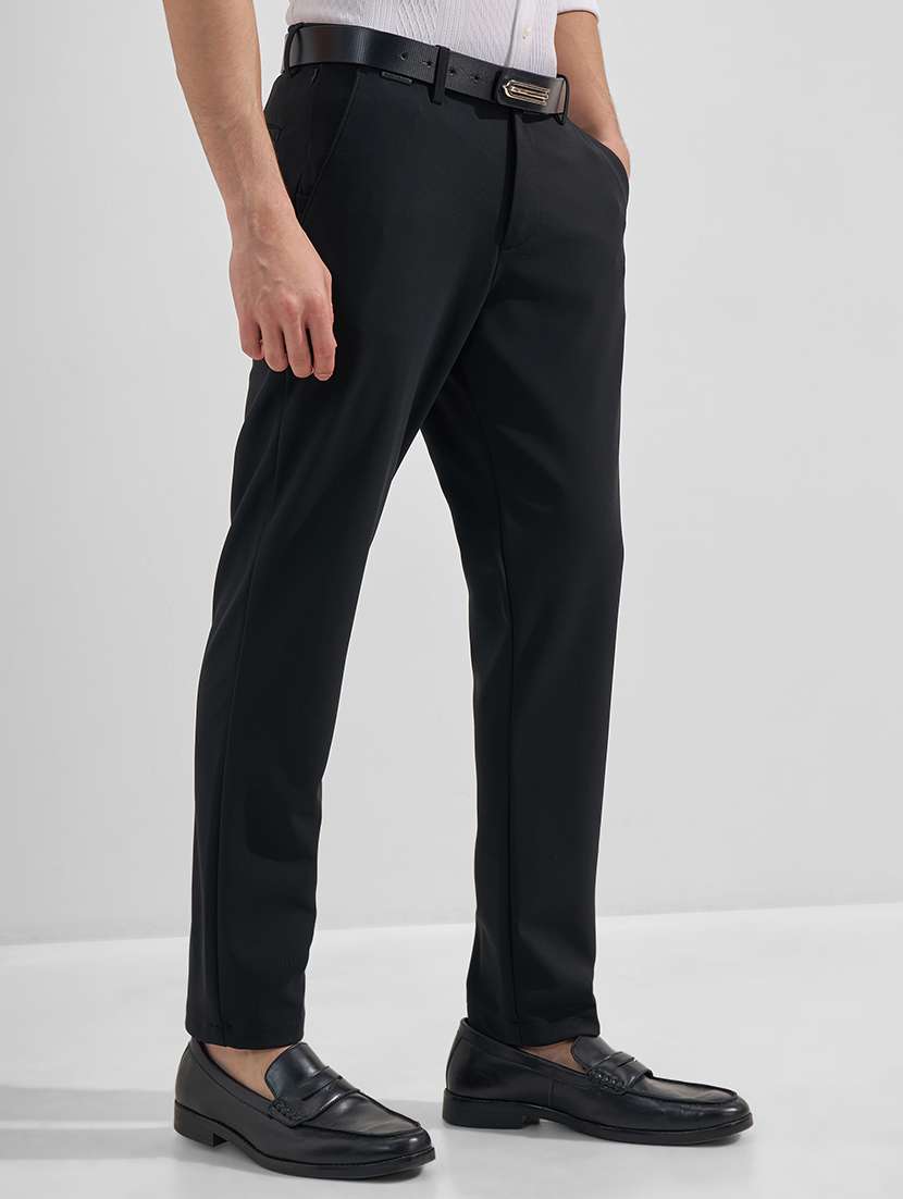 men solid mid rise flat front formal trouser - 22526790 -  Standard Image - 2