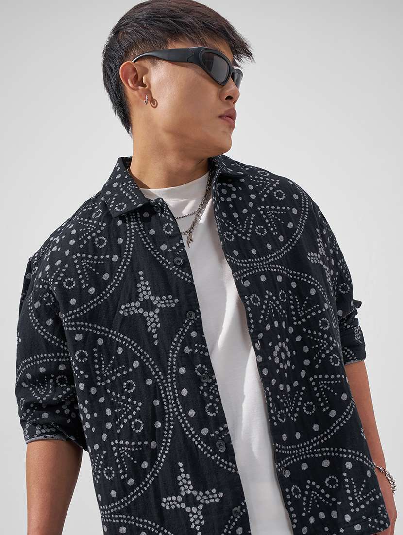 men printed long sleeve loose fit casual shirt - 22526794 -  Standard Image - 2