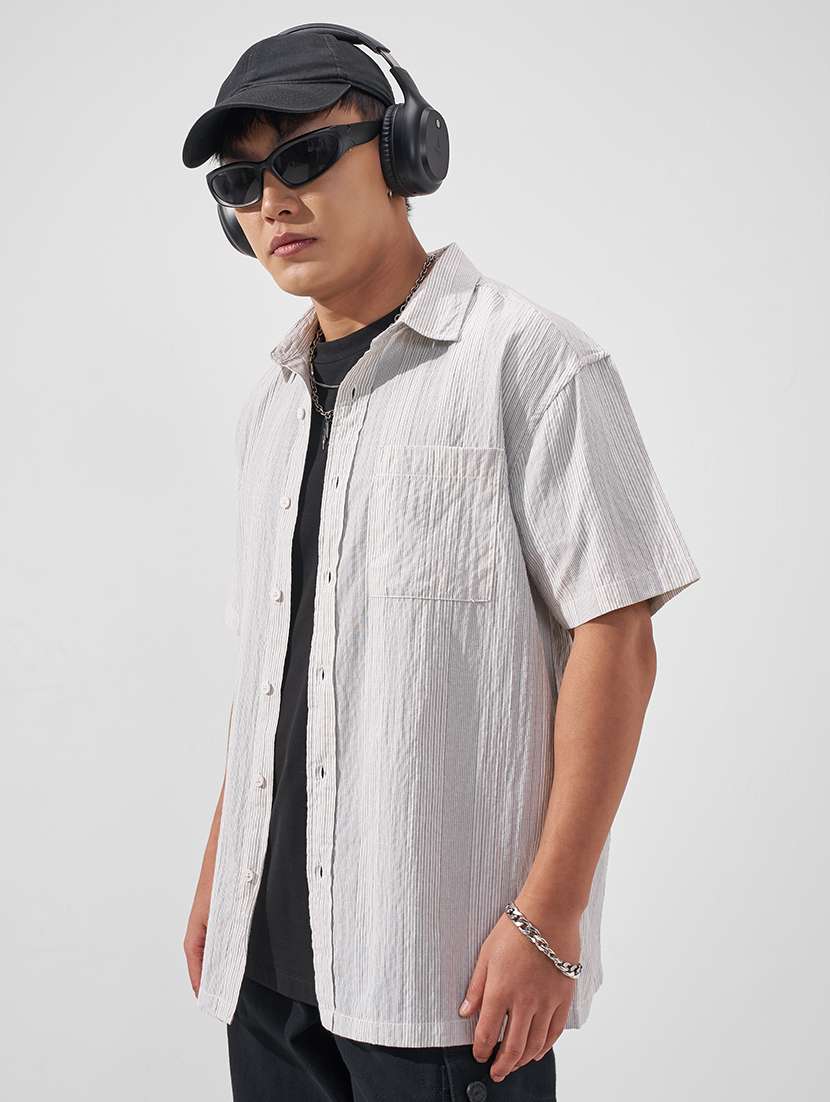 men textured short sleeve regular fit casual shirt - 22526796 -  Standard Image - 2