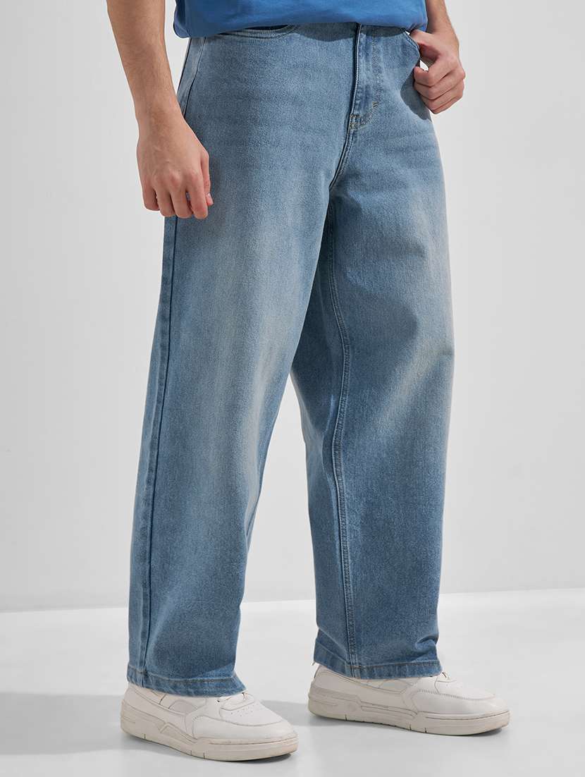 men washed mid rise full length baggy jeans - 22526835 -  Standard Image - 2