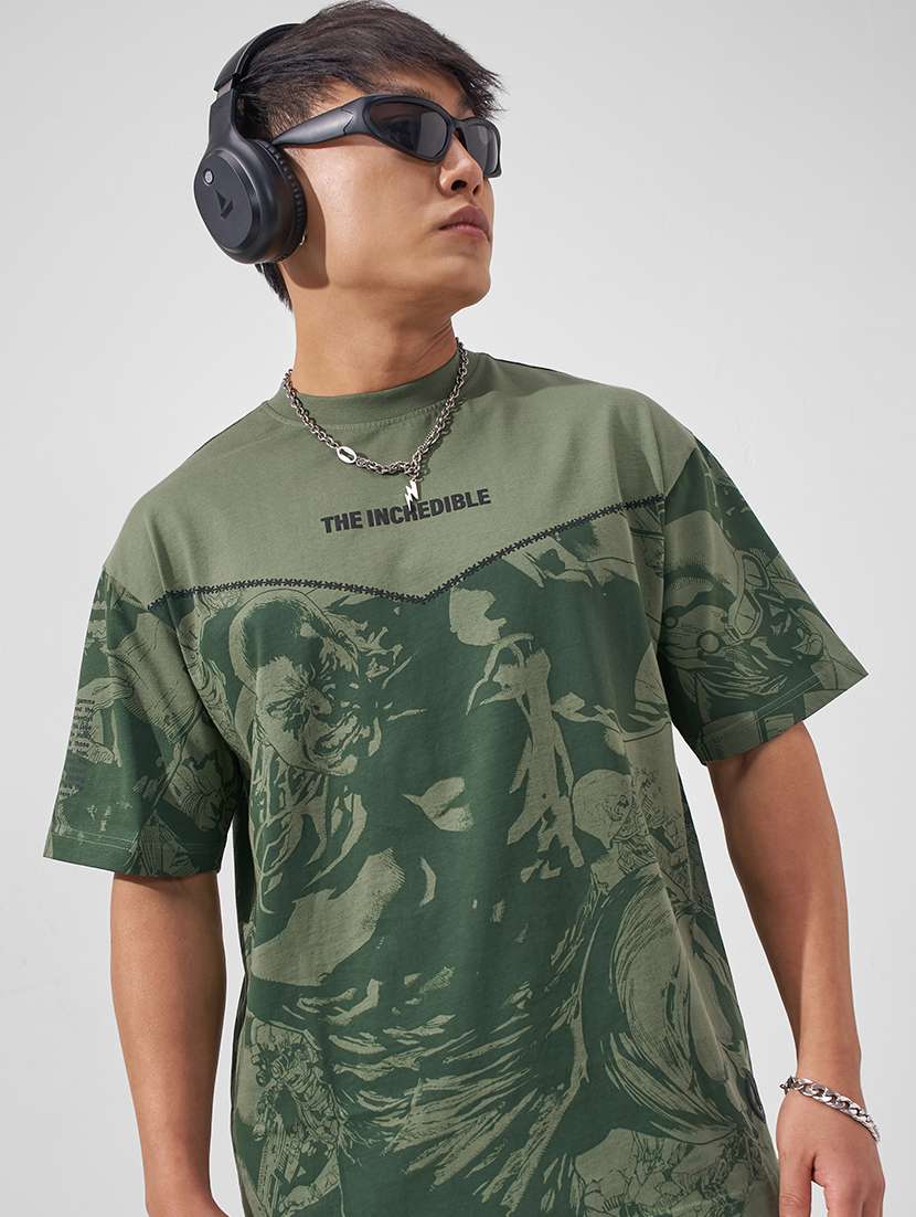 men printed short sleeve oversized t-shirt