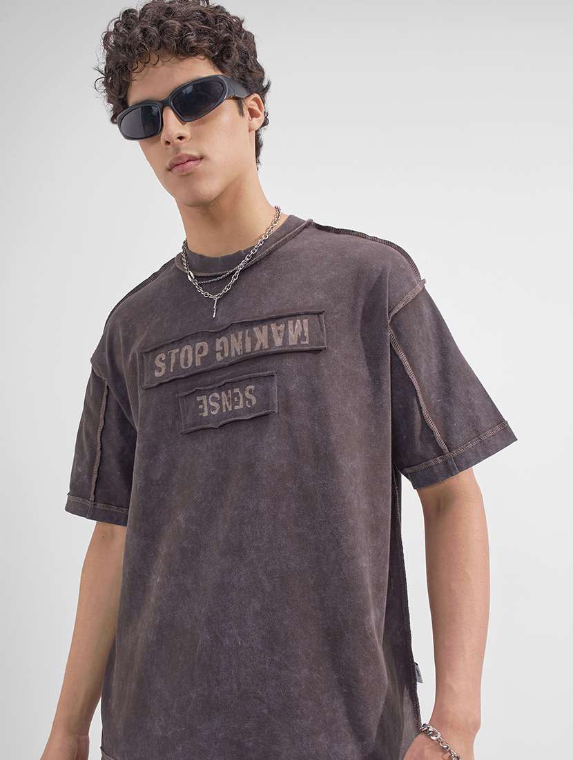 men typographic short sleeve oversized t-shirt