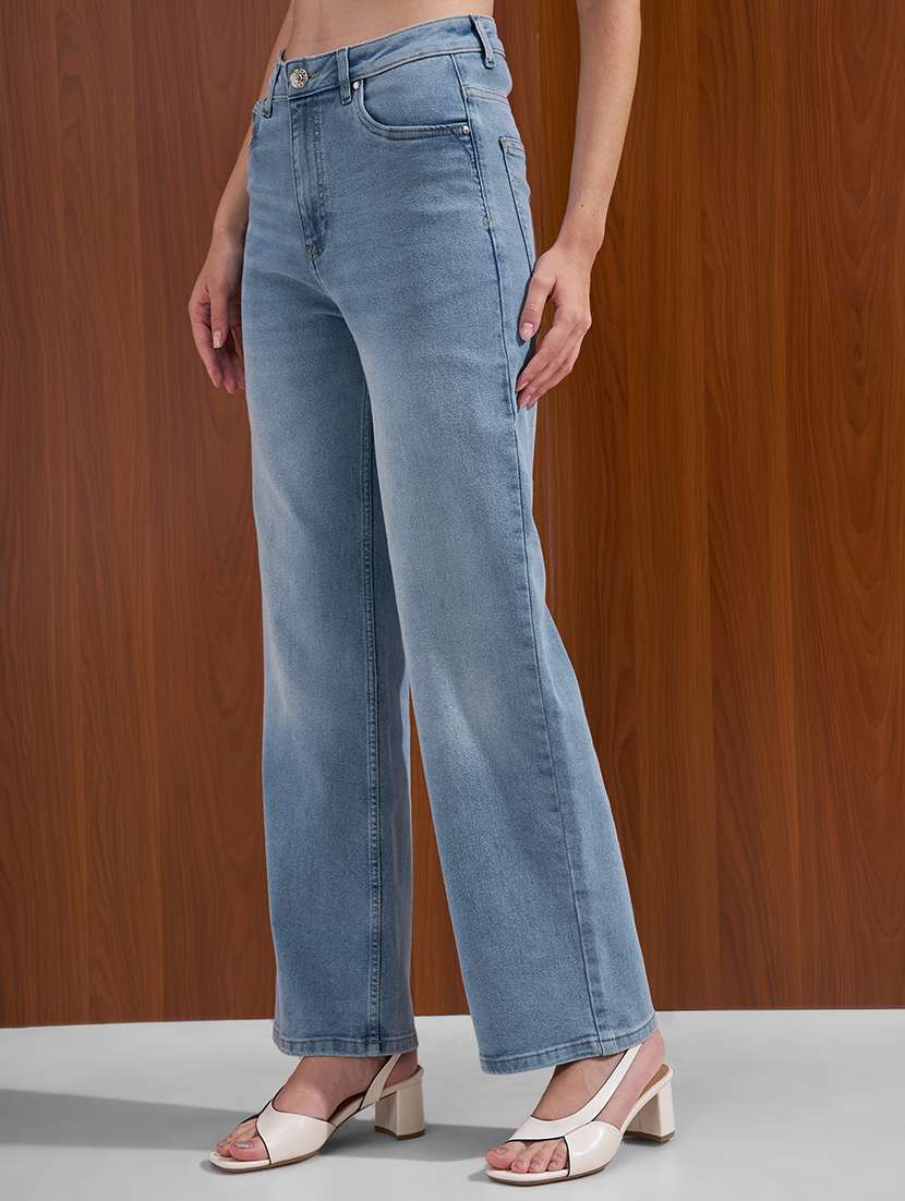 women solid mid rise straight fit jeans - 22526925 -  Standard Image - 2