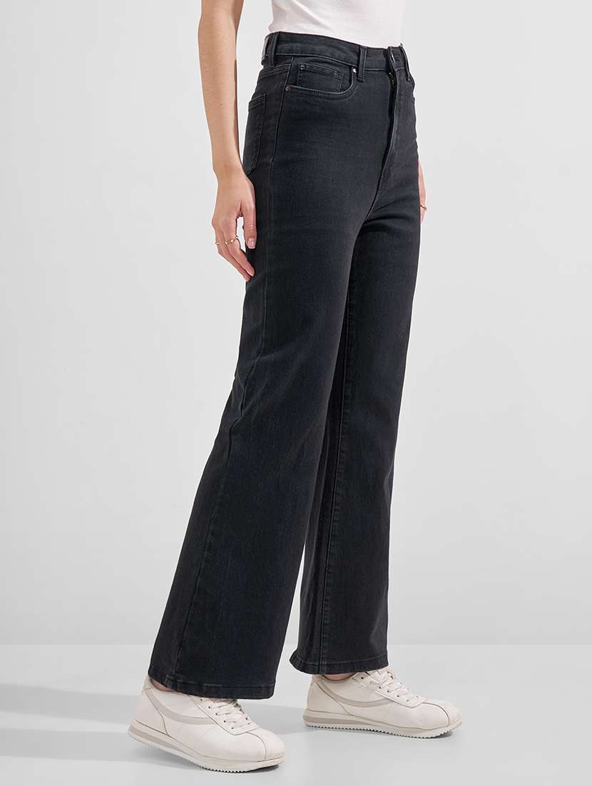 women solid high rise bootcut jeans - 22526931 -  Standard Image - 2
