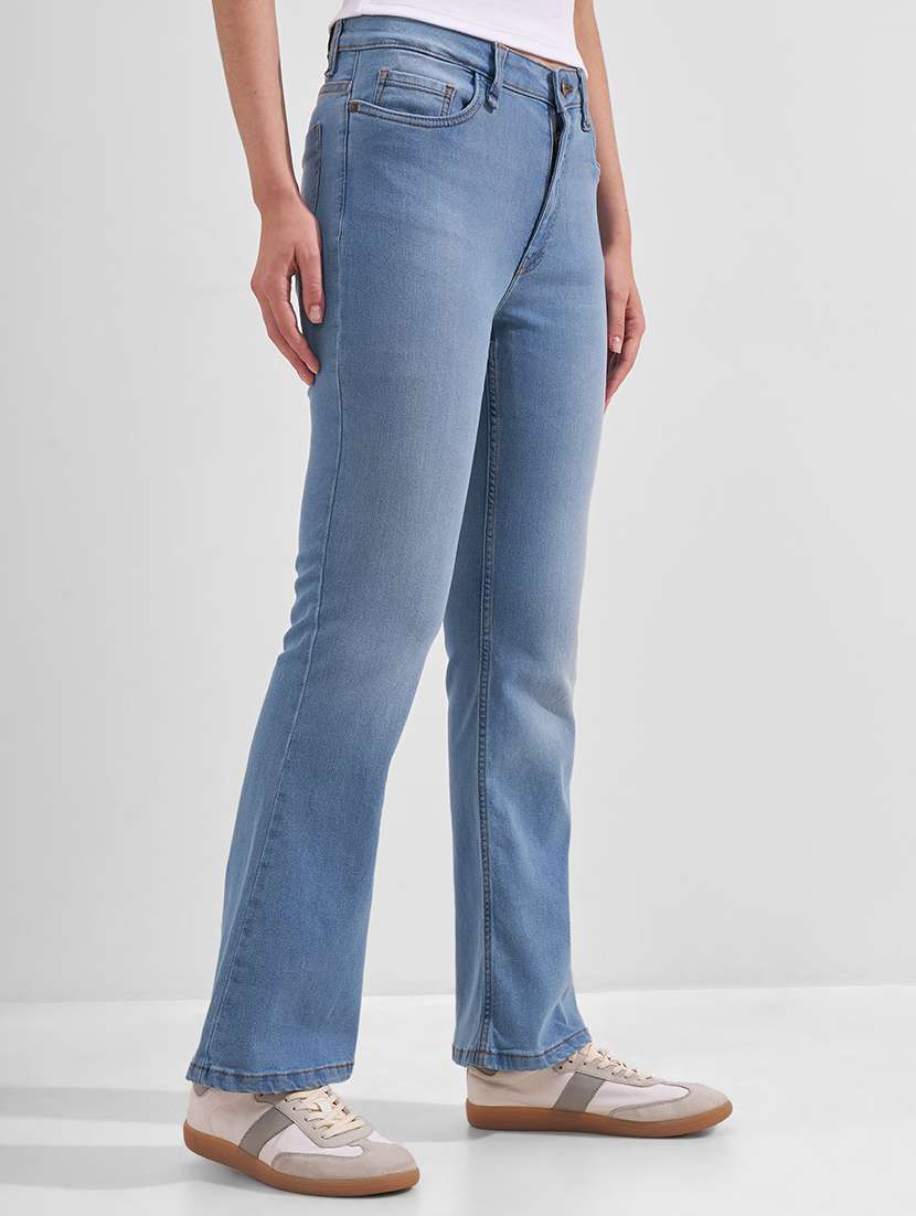 women solid mid rise bootcut jeans - 22526932 -  Standard Image - 2