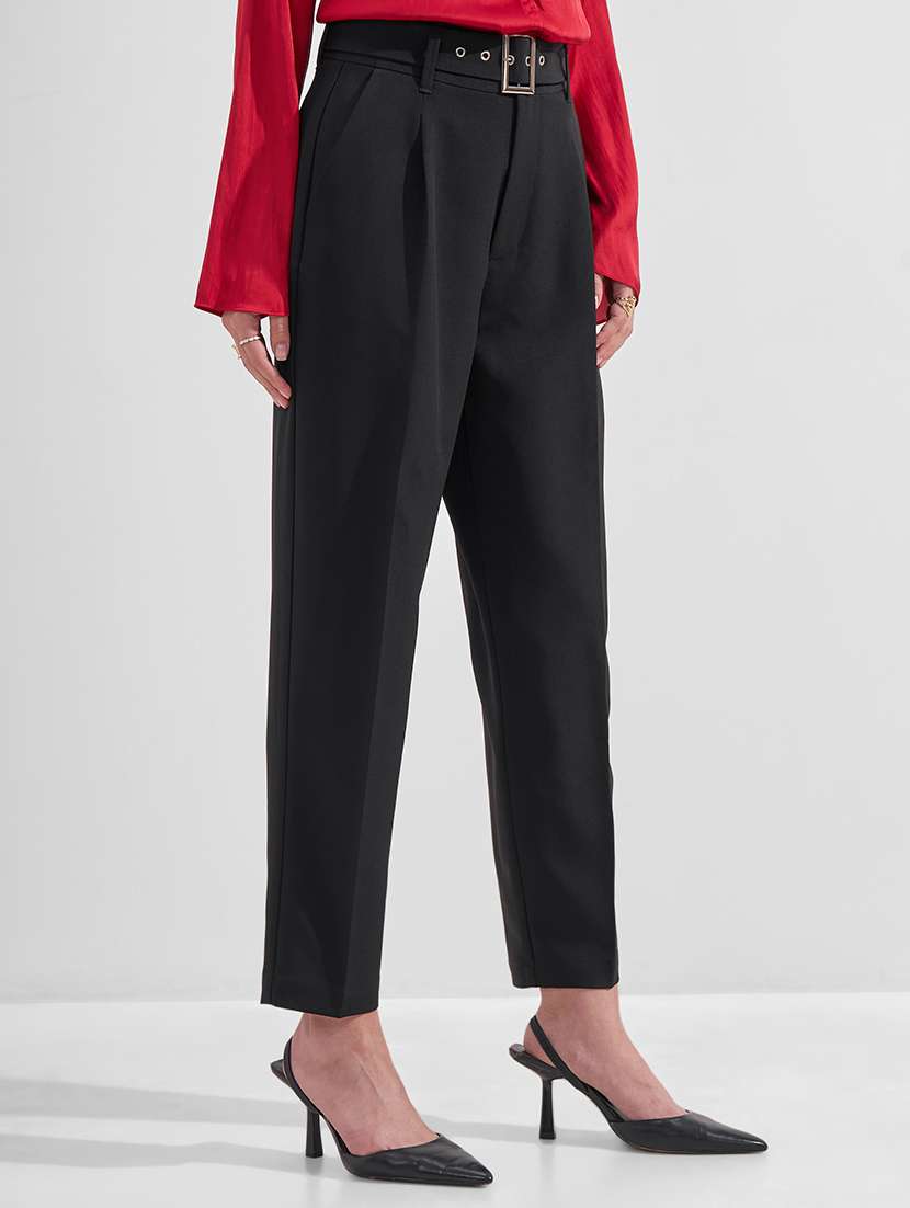 women solid high rise cigarette pants - 22526943 -  Standard Image - 2