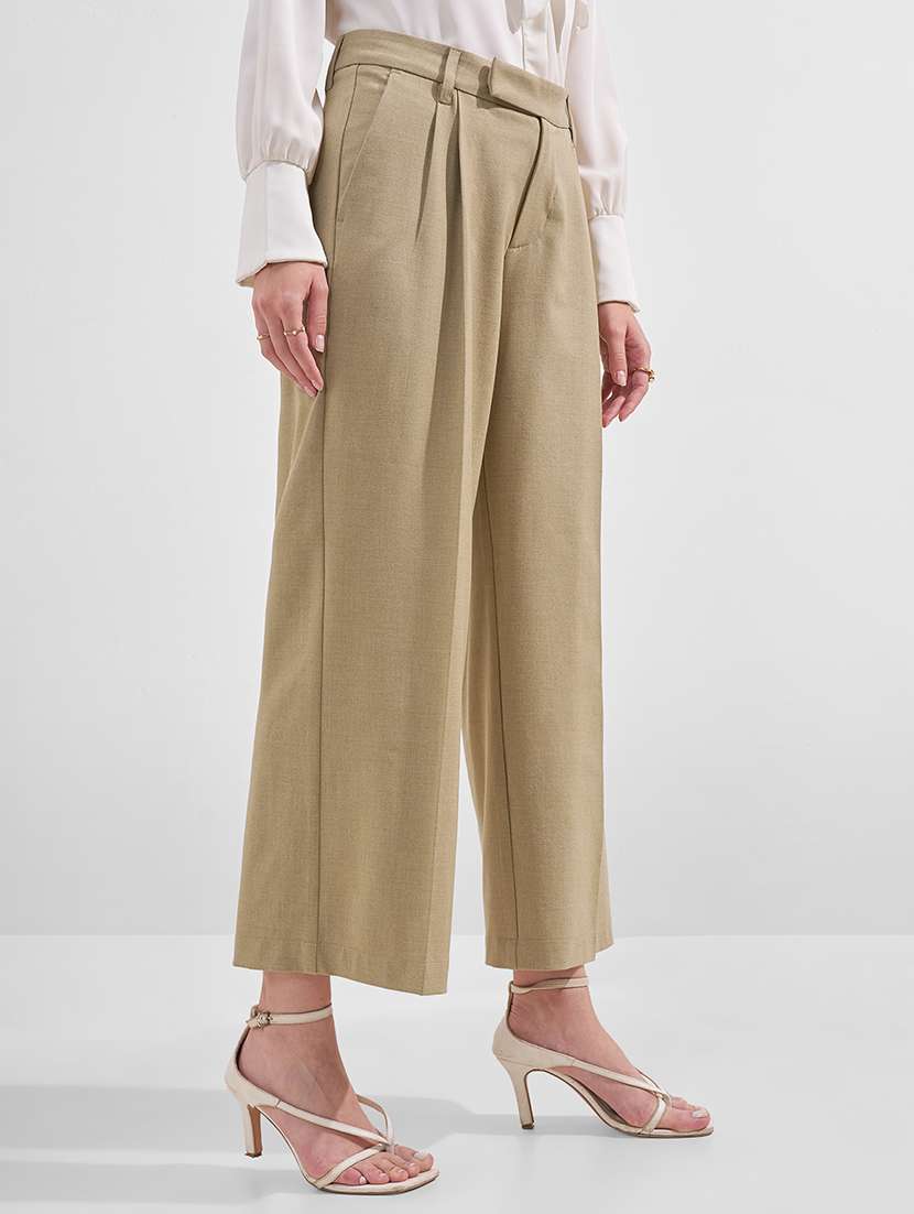women solid mid rise tailored trouser - 22526952 -  Standard Image - 2