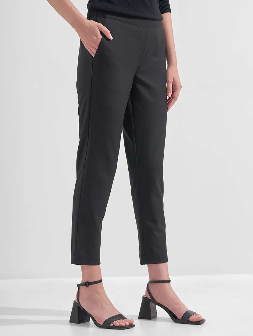 women solid mid rise ankle length tapered pant - 22527048 -  Standard Image - 2