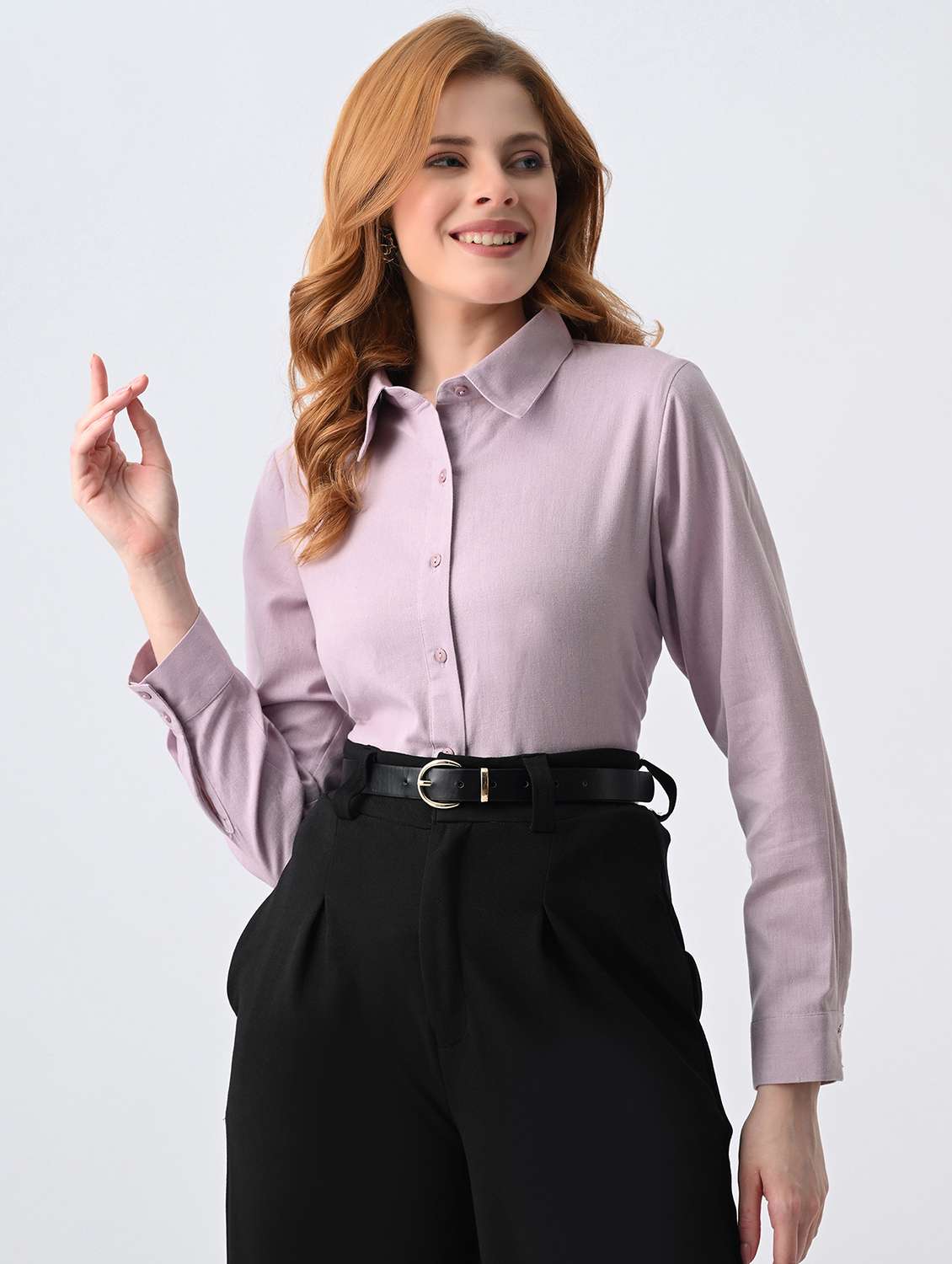 women solid collared formal shirt - 22527072 -  Standard Image - 2