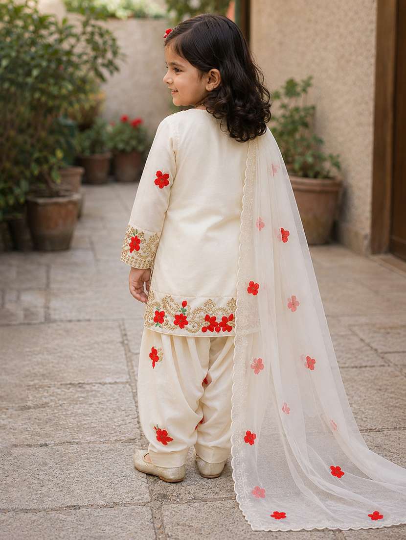girls embroidered long sleeves kurta salwar set with dupatta - 22527091 -  Standard Image - 2