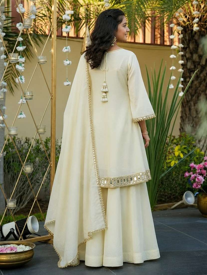 girls embroidered bell sleeves kurta sharara set with dupatta - 22527101 -  Standard Image - 2