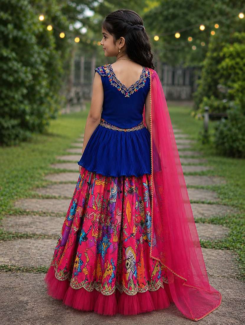 girls printed sleeveless lehenga choli set - 22527108 -  Standard Image - 2