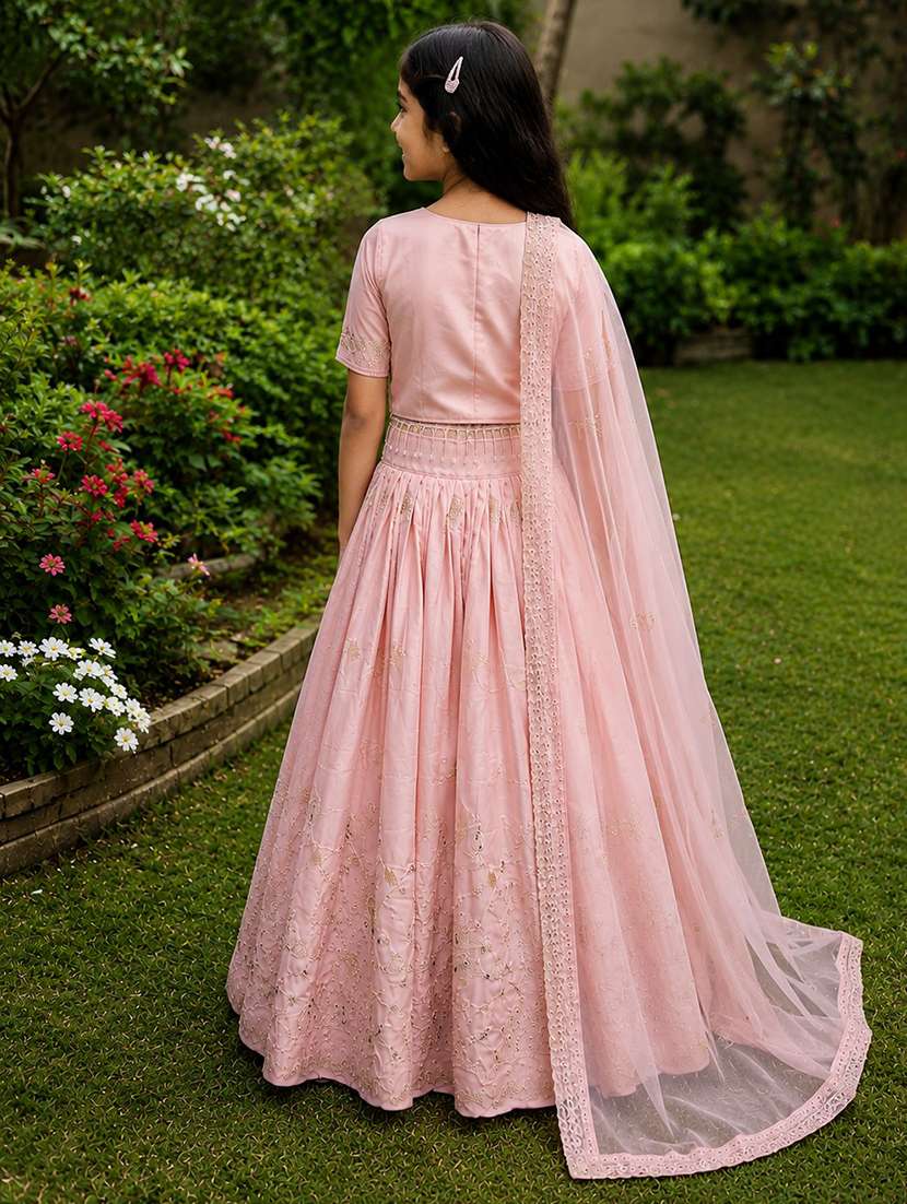 girls embroidered v neck lehenga choli set - 22527111 -  Standard Image - 2