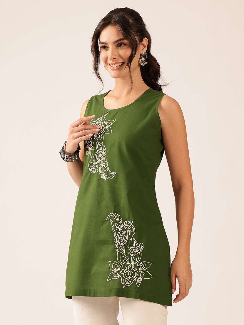 women embroidered sleeveless a-line tunic - 22527174 -  Standard Image - 2