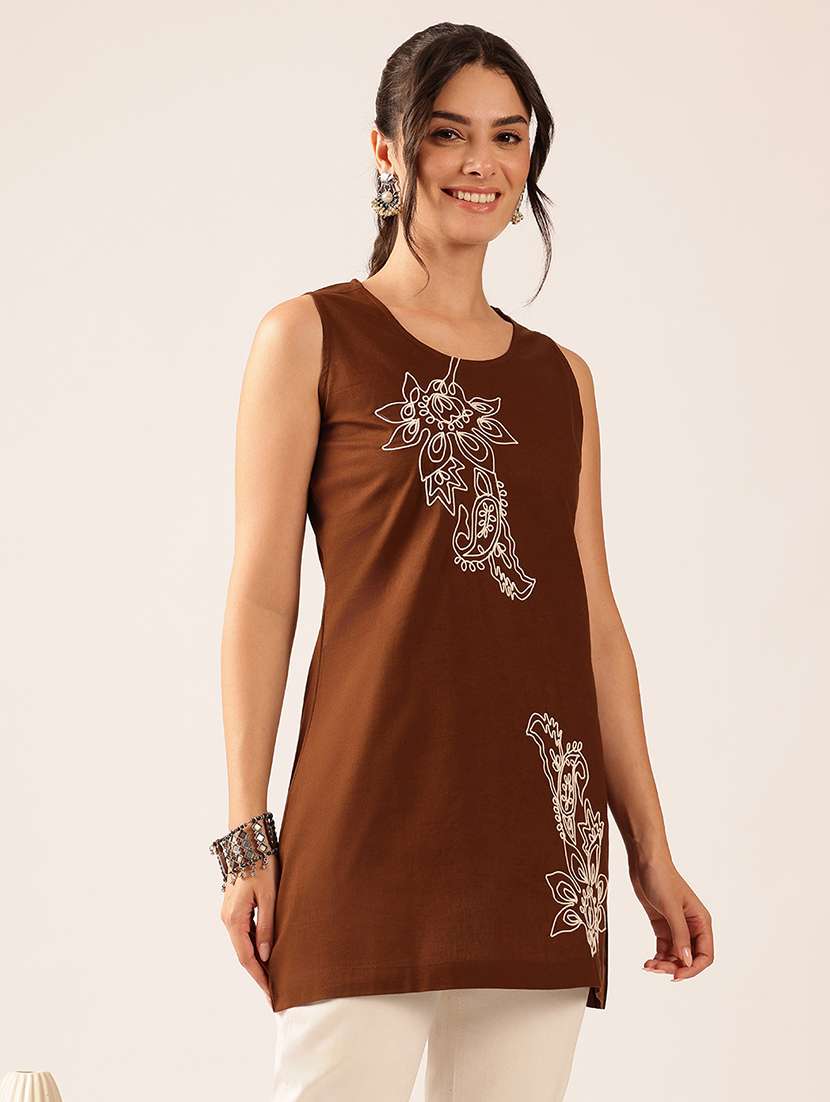 women embroidered sleeveless a-line tunic - 22527176 -  Standard Image - 2