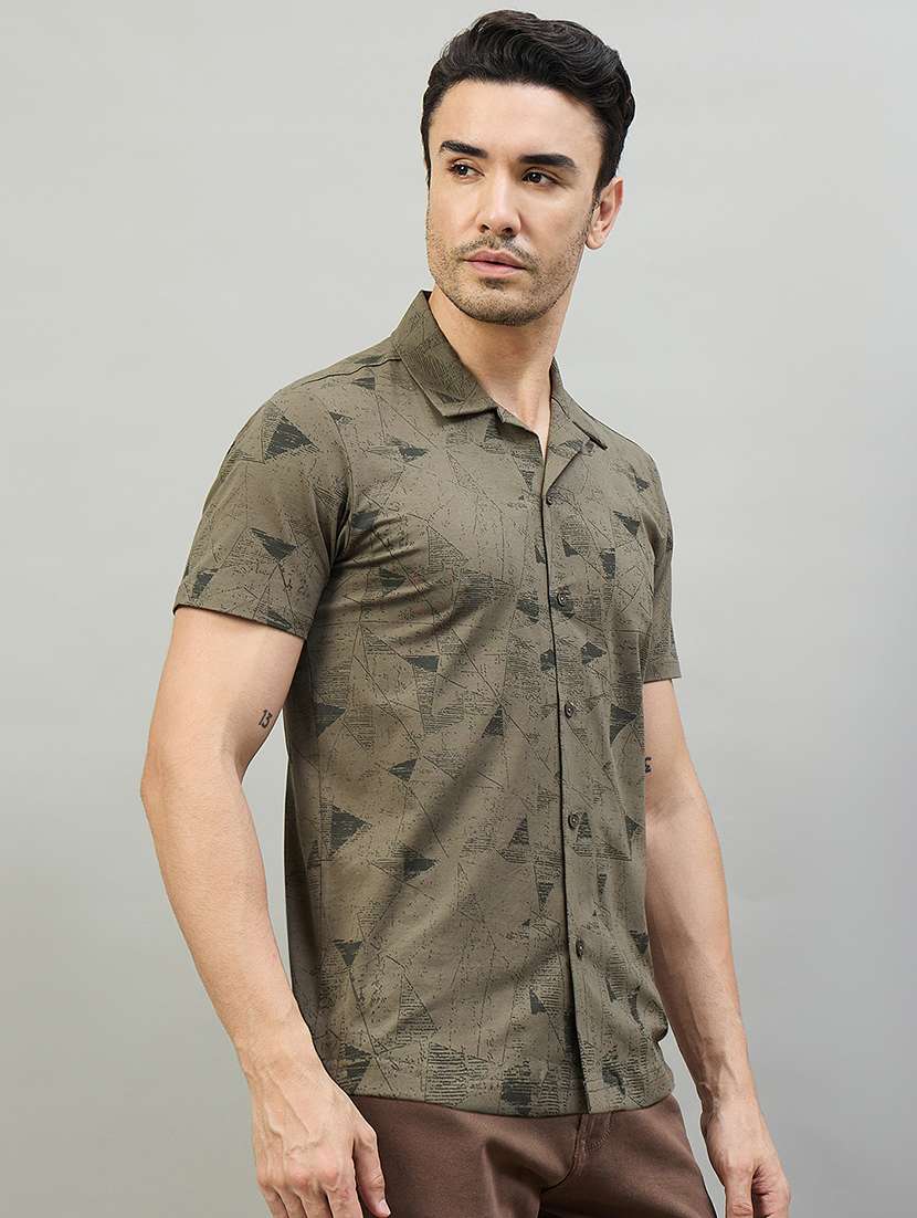 men printed short sleeve slim fit casual shirt - 22527187 -  Standard Image - 2