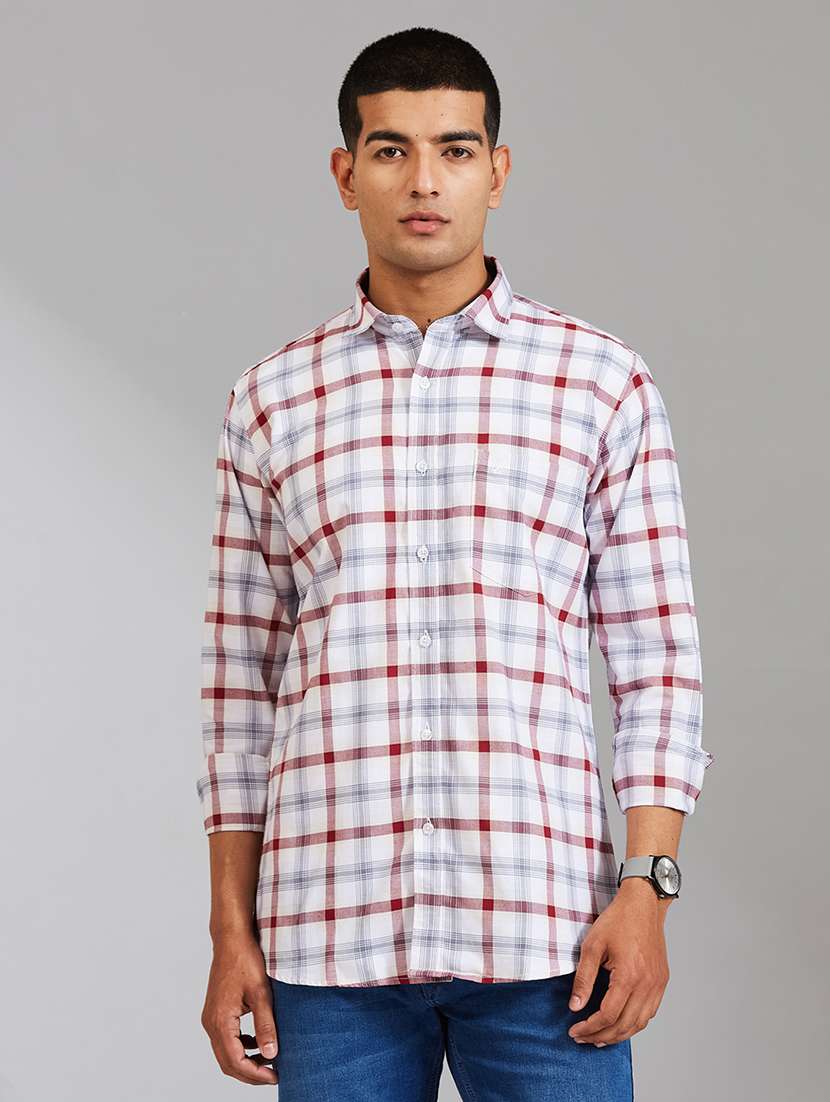 men checkered long sleeve regular fit casual shirt