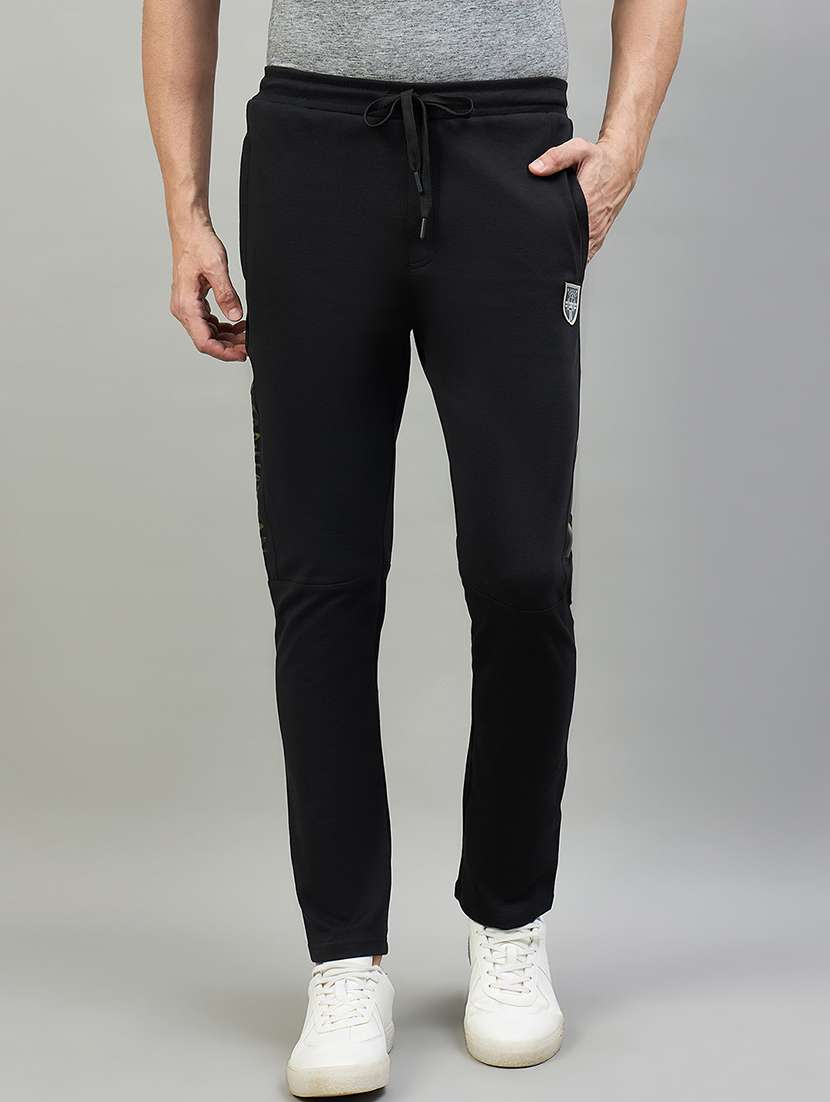  men solid mid rise full length track pant