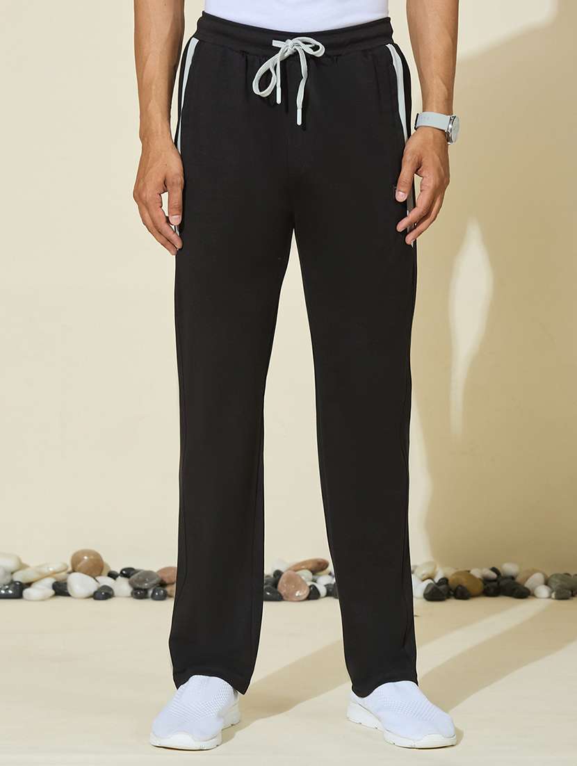  men solid mid rise full length track pant
