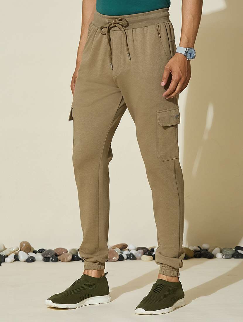 Men Solid Mid Rise Regular Fit Cargo - 22527230 -  Standard Image - 2