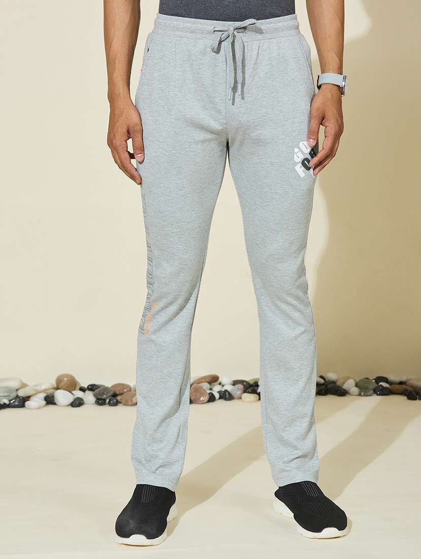 men solid mid rise  full length track pant
