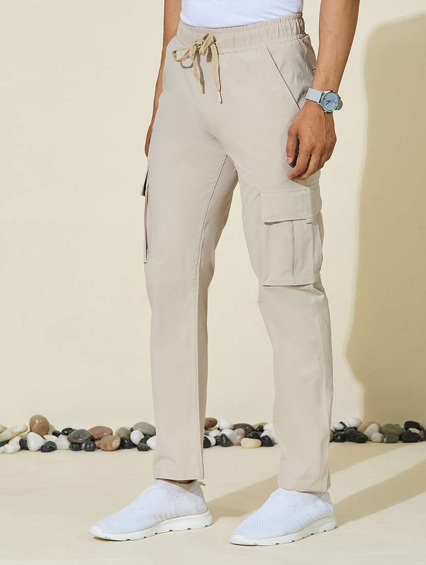 Men Solid Mid Rise Regular Fit Cargo - 22527235 -  Standard Image - 2