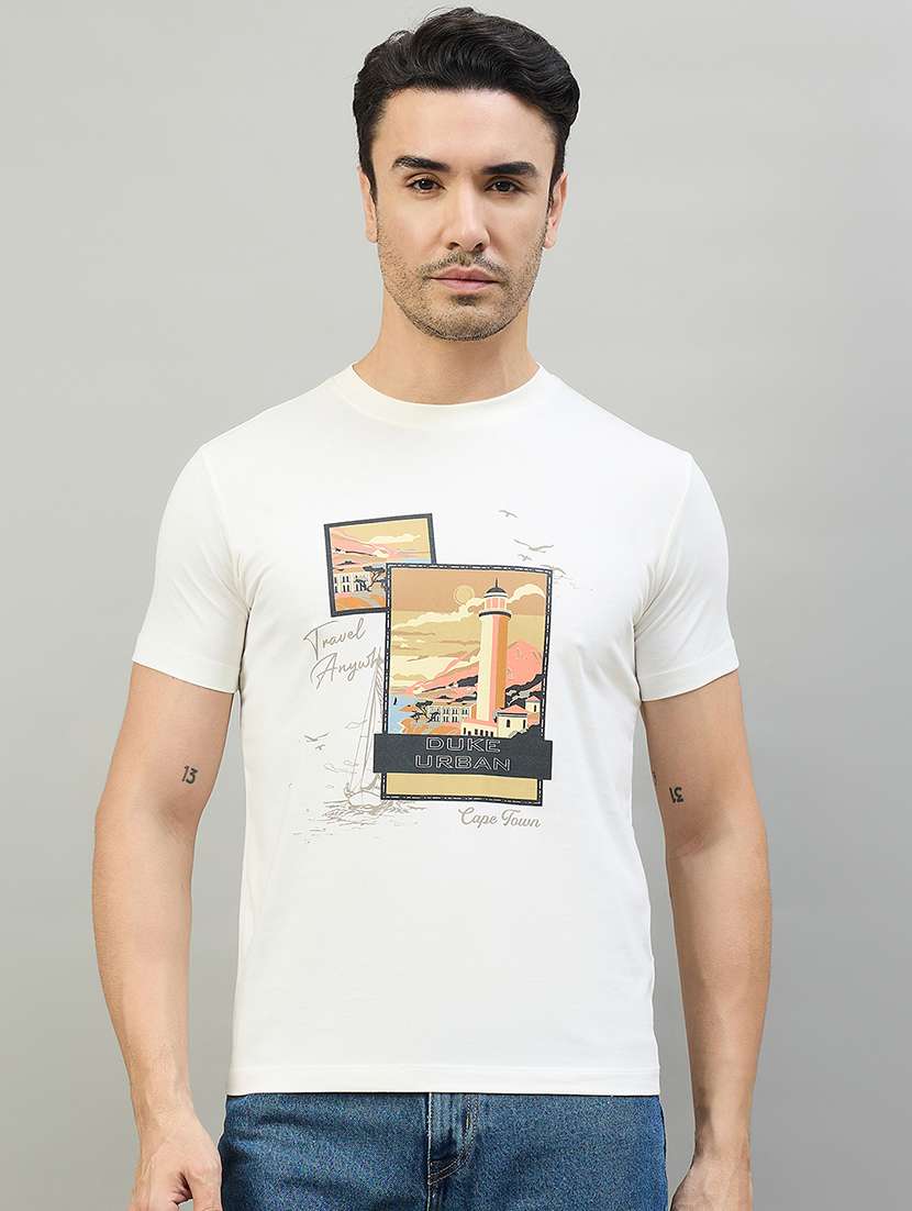 Men Printed Short Sleeve Slim Fit T-shirt - 22527246 -  Standard Image - 2
