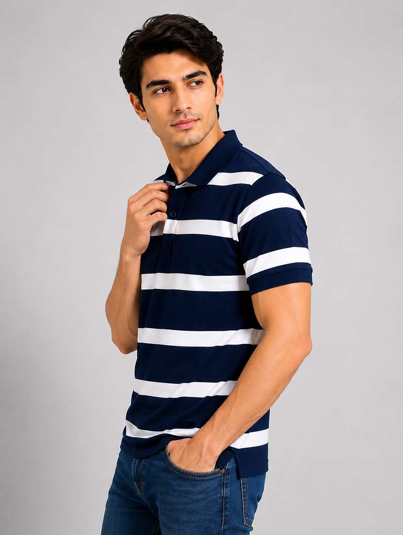 men striped short sleeve regular fit polo t-shirt - 22527330 -  Standard Image - 2