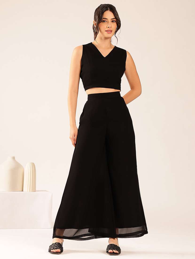 women embroidered short sleeve top & palazzo fusion set - 22527334 -  Standard Image - 2