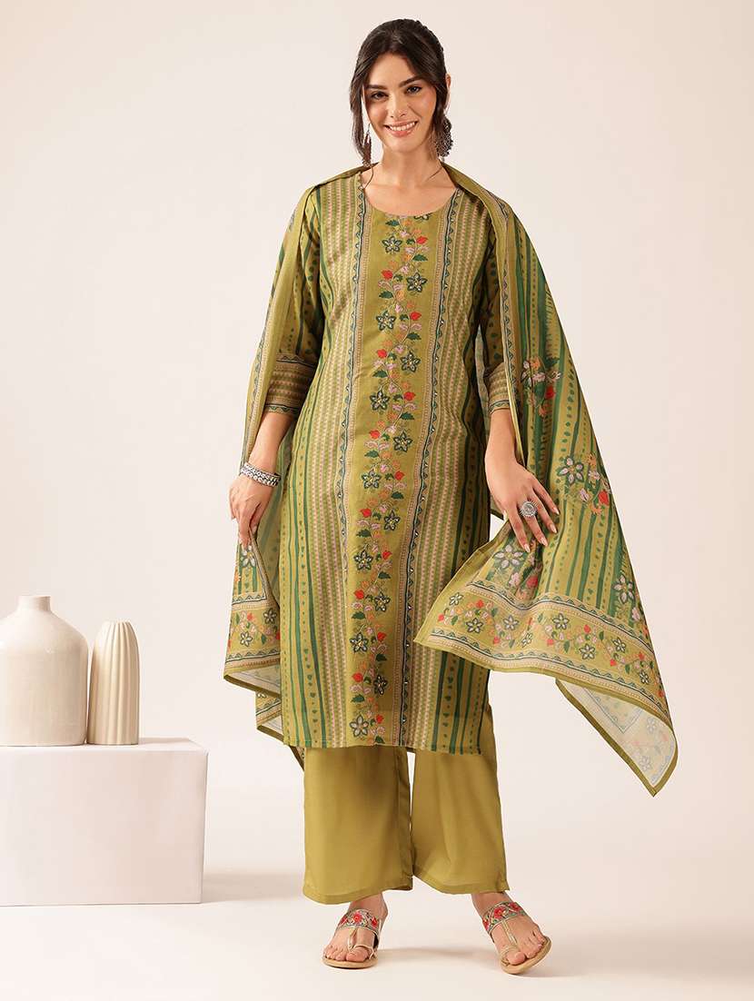 women printed three quarter sleeve kurta pant with dupatta set - 22527352 -  Standard Image - 2