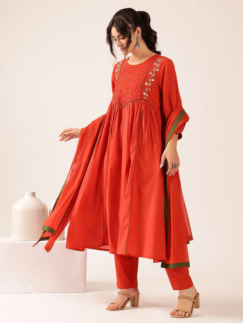 Women Embroidered Three Quarter Sleeve Kurta Pant With Dupatta Set - 22527355 -  Standard Image - 2