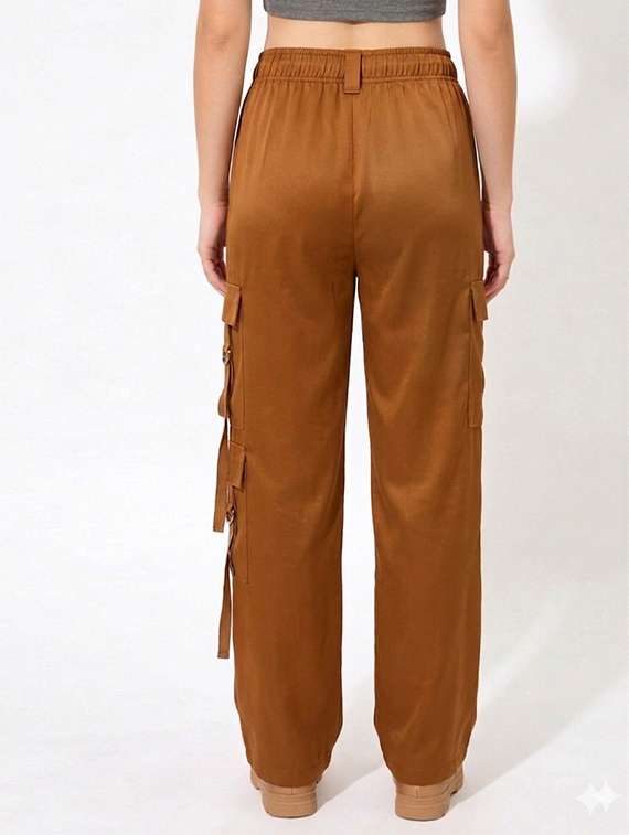 women solid mid rise relaxed fit cargo pant - 22527383 -  Standard Image - 2