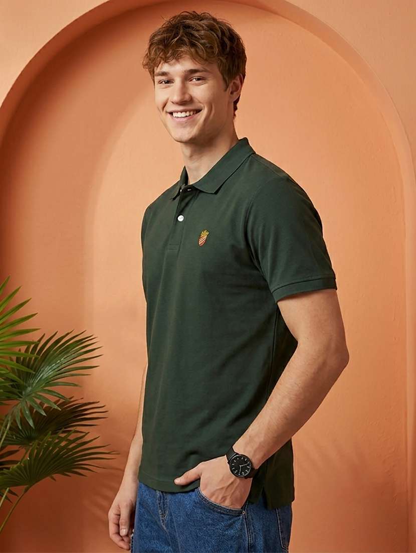 Men Solid Short Sleeve Regular Fit Polo T-shirt - 22527399 -  Standard Image - 2