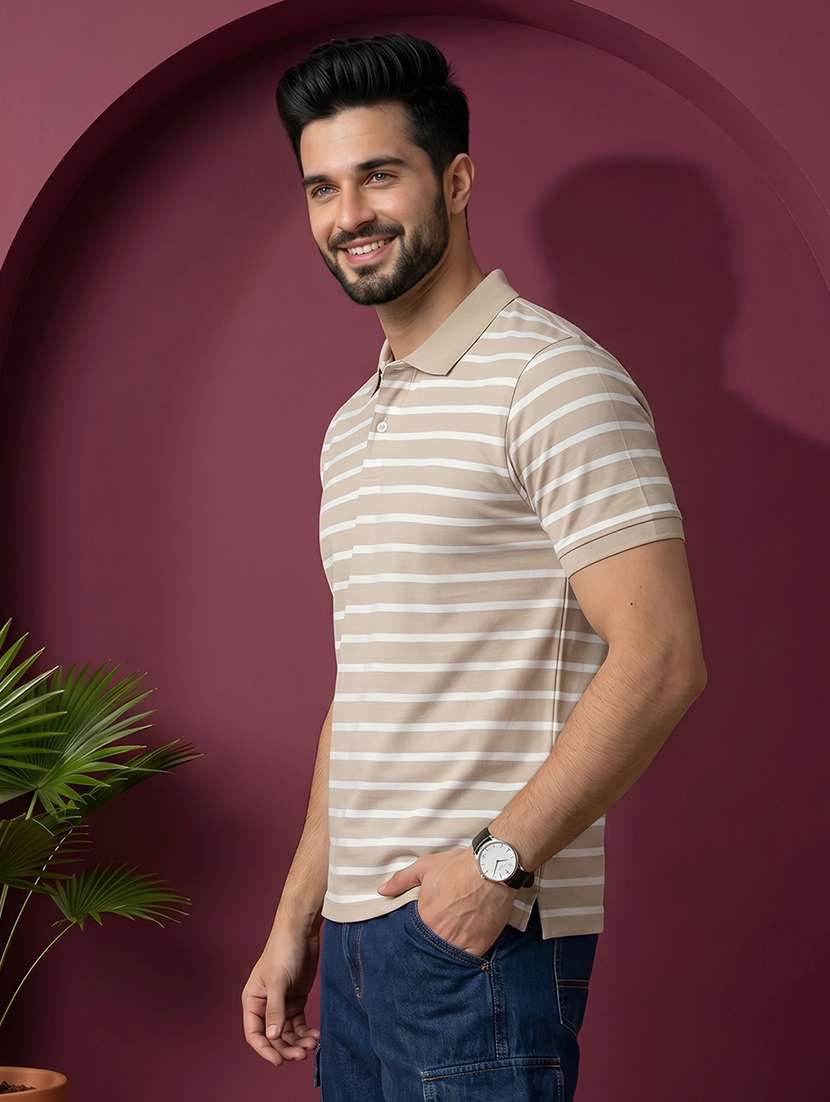Men Striped Short Sleeve Regular Fit Polo T-shirt - 22527438 -  Standard Image - 2