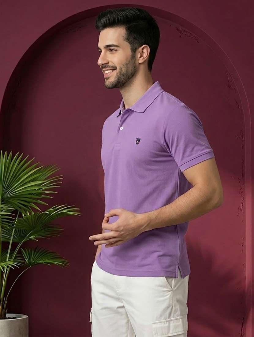 Men Solid Short Sleeve Regular Fit Polo T-shirt - 22527445 -  Standard Image - 2
