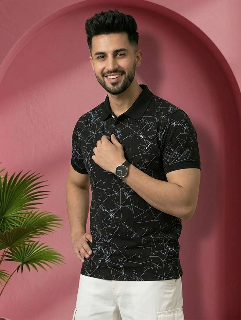 men printed short sleeve regular fit polo t-shirt - 22527467 -  Standard Image - 2