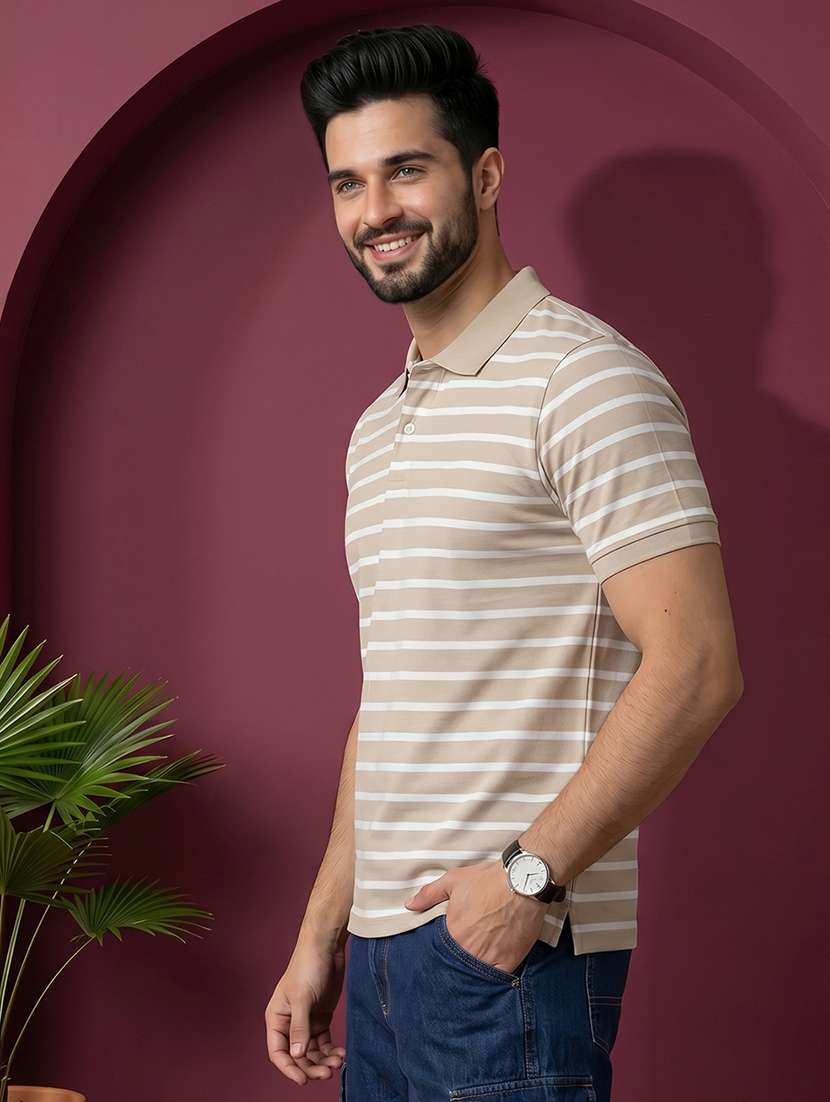 men striped short sleeve regular fit polo t-shirt - 22527488 -  Standard Image - 2