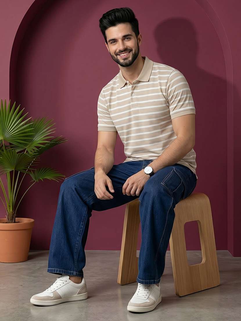 men striped short sleeves polo t-shirt - 22527538 -  Standard Image - 2