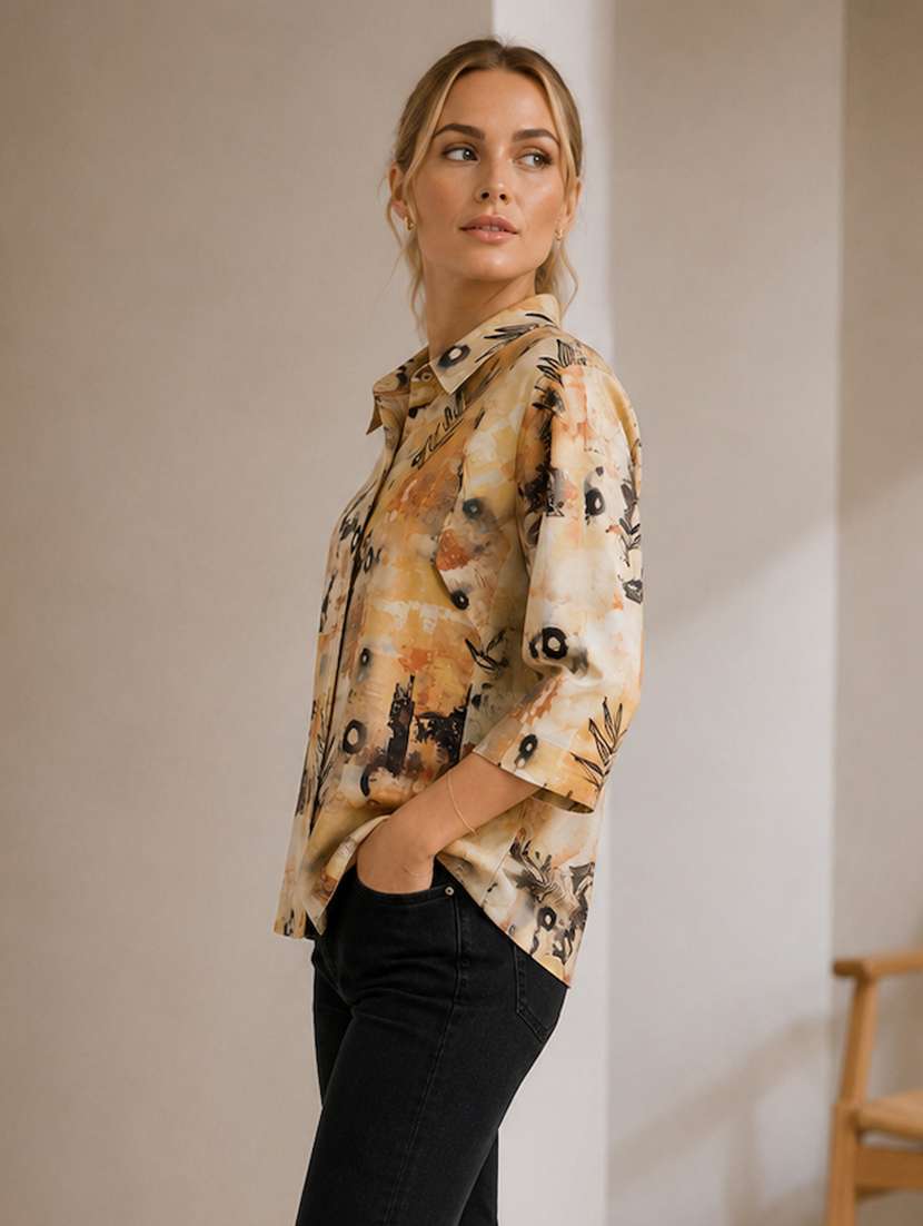 women printed collared regular shirt - 22527564 -  Standard Image - 2