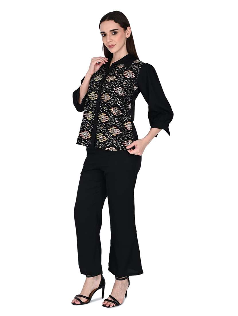 Women Embroidered Collared Ethnic Co-ord Set - 22527661 -  Standard Image - 2